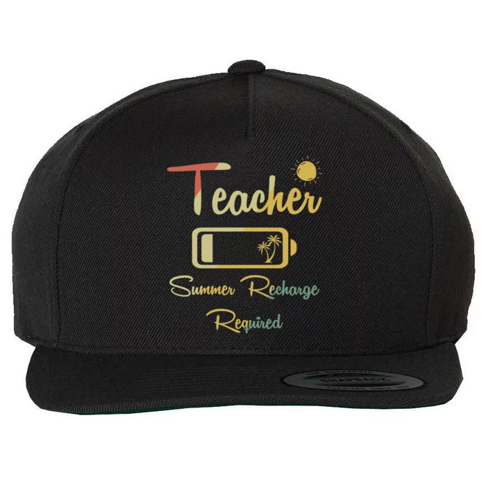 Last Day Of School Vintage Teacher Summer Recharge Required Wool Snapback Cap