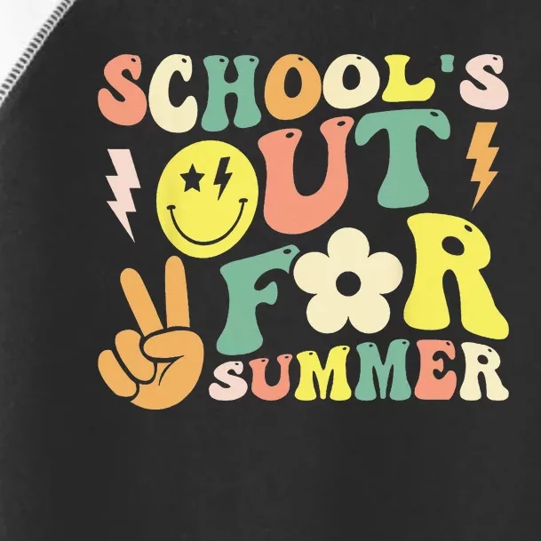 Last Day Of School Groovy Schools Out For Summer Teacher Toddler Fine Jersey T-Shirt