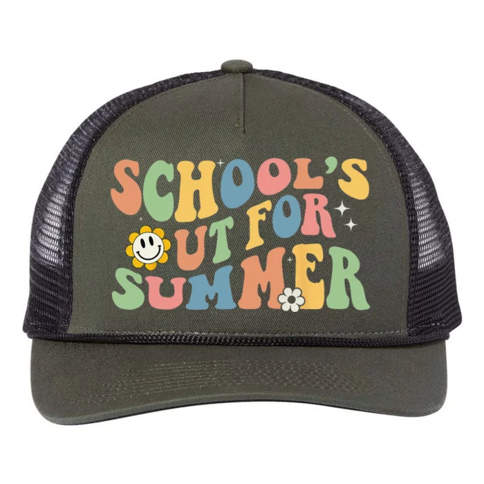 Last Day Of School Schools Out For Summer Teacher Retro Rope Trucker Hat Cap