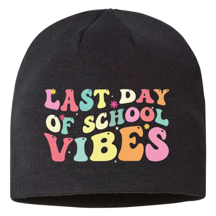 Last Day Of School Vibes Retro Vintage Teacher Graduation 8 1/2in Sustainable Knit Beanie