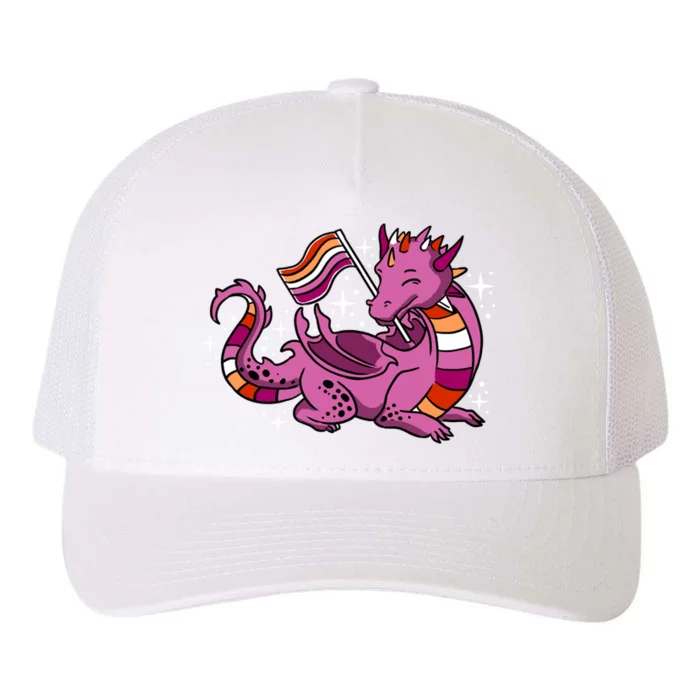 Lesbian Dragon Orange Pink Lesbian Pride Cute Gift Yupoong Adult 5-Panel Trucker Hat