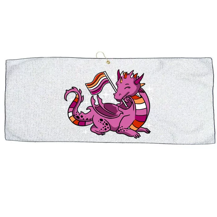 Lesbian Dragon Orange Pink Lesbian Pride Cute Gift Large Microfiber Waffle Golf Towel