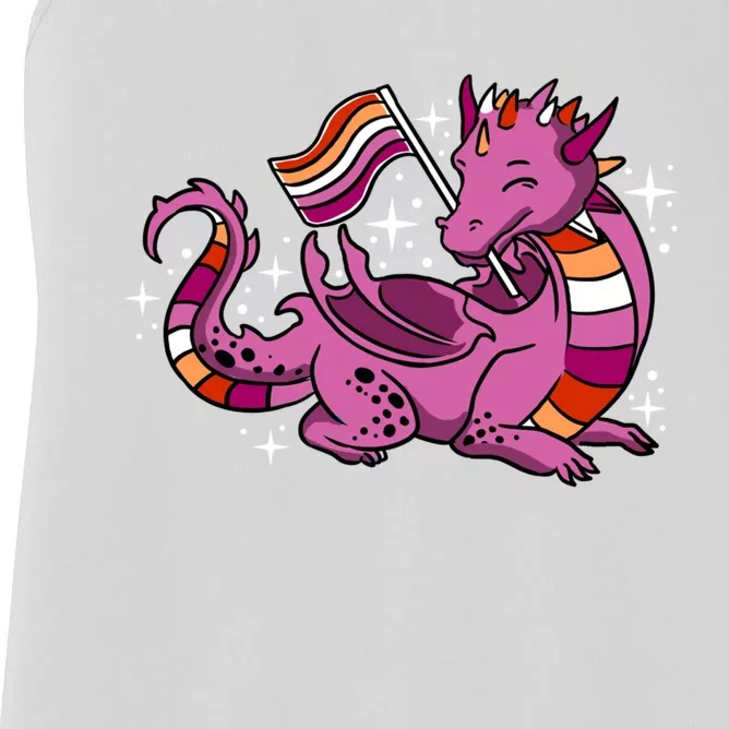 Lesbian Dragon Orange Pink Lesbian Pride Cute Gift Women's Racerback Tank