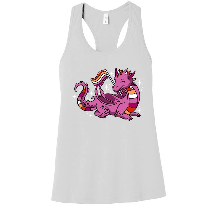 Lesbian Dragon Orange Pink Lesbian Pride Cute Gift Women's Racerback Tank