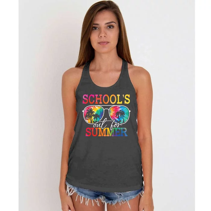 Last Day Of School Schools Out For Summer Teacher Students Women's Knotted Racerback Tank