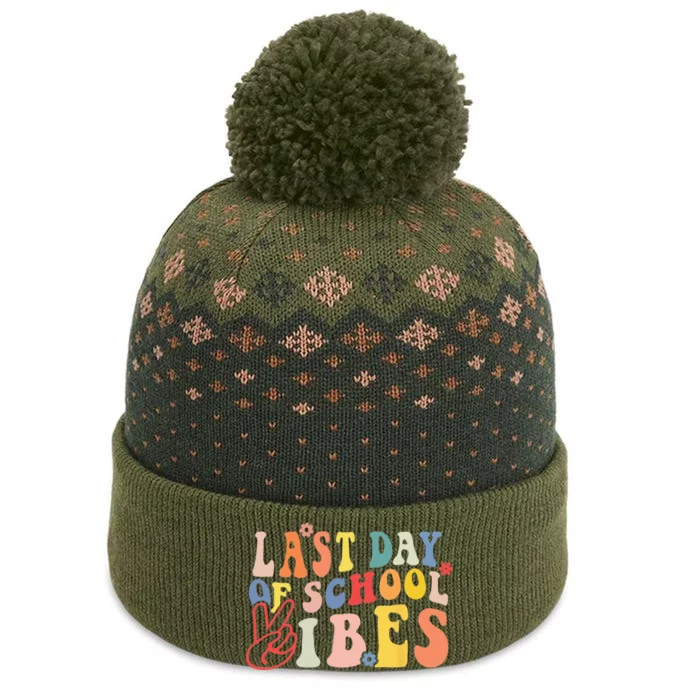 Last Day Of School Vibes Retro Vintage Teacher Graduation The Baniff Cuffed Pom Beanie