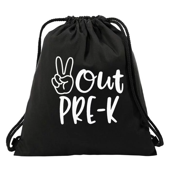 Last Day Of School Peace Out PreSchool Pre K Teacher Kids Drawstring Bag