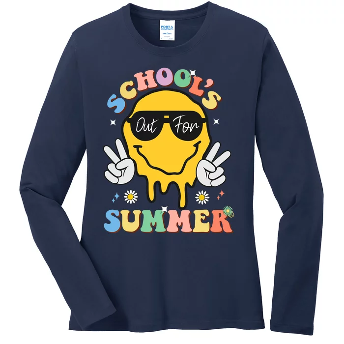 Last Day Of School Schools Out For Summer Teacher Ladies Long Sleeve Shirt