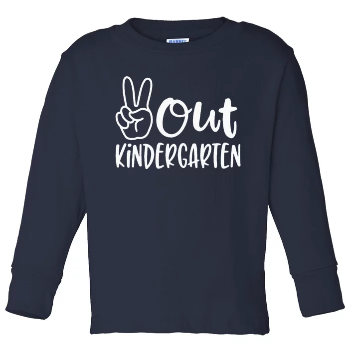 Last Day Of School Peace Out Kindergarten Teacher Kids Women Toddler Long Sleeve Shirt