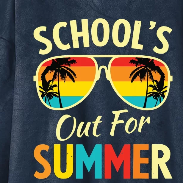 Last Day Of School Retro Schools Out For Summer Teacher Hooded Wearable Blanket