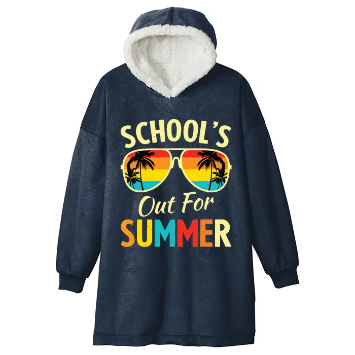 Last Day Of School Retro Schools Out For Summer Teacher Hooded Wearable Blanket