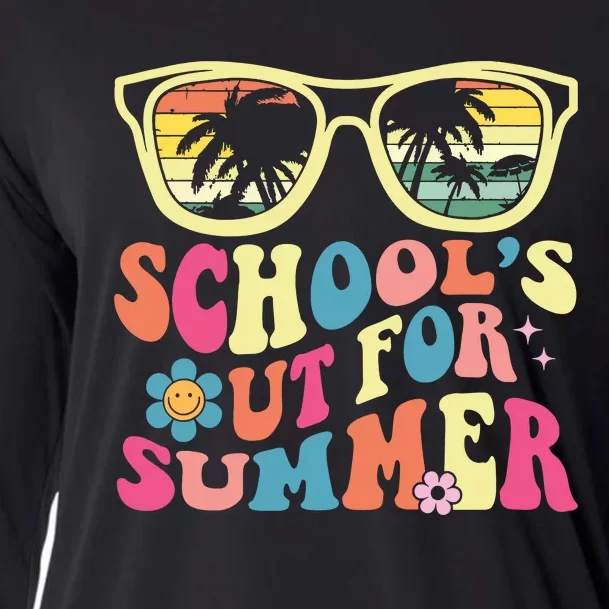 Last Day Of School Retro Teacher Schools Out For Summer Cooling Performance Long Sleeve Crew