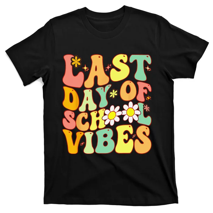 Last Day Of School Vibes Retro Vintage Teacher Graduation T-Shirt