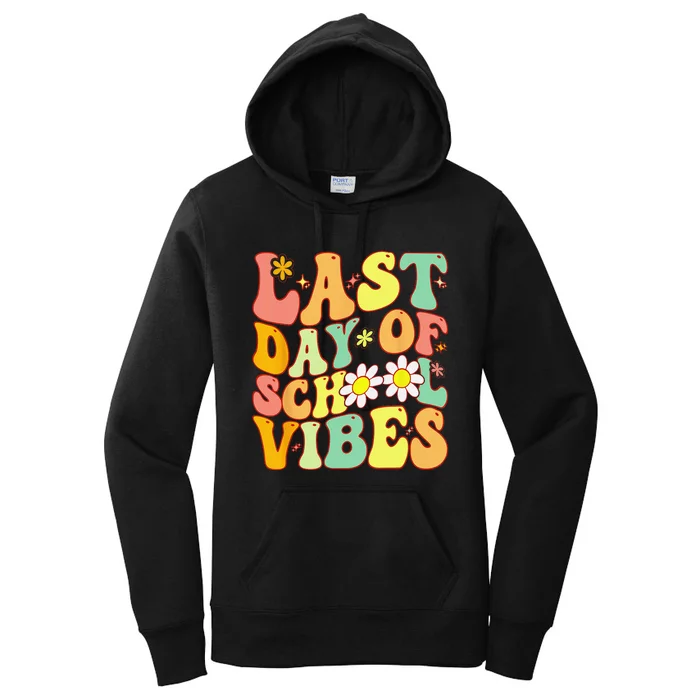 Last Day Of School Vibes Retro Vintage Teacher Graduation Women's Pullover Hoodie