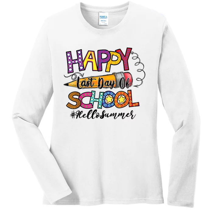 Last Day of School for Teachers Student Kindergarten Summer Ladies Long Sleeve Shirt