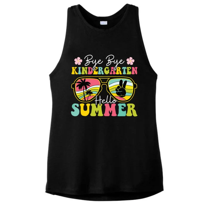 Last Day Of School Bye Kindergarten Hello Summer Sunglasses Ladies Tri-Blend Wicking Tank