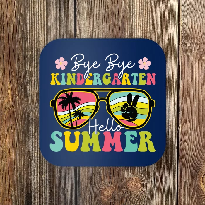 Last Day Of School Bye Kindergarten Hello Summer Sunglasses Coaster