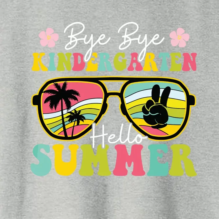 Last Day Of School Bye Kindergarten Hello Summer Sunglasses Women's Crop Top Tee