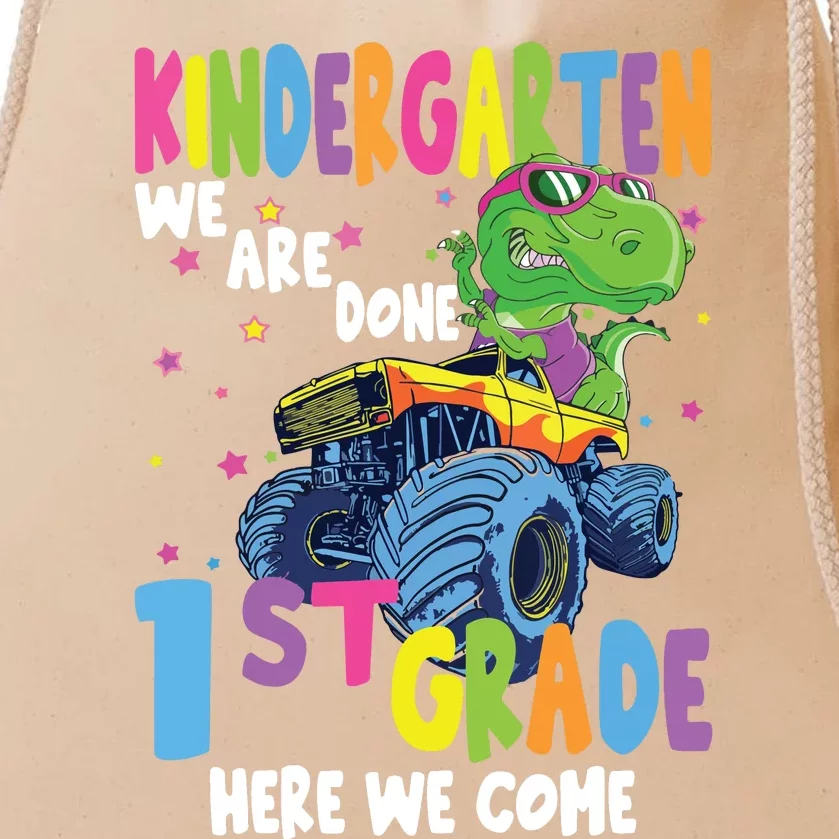 Last Day Of School Kindergarten Truck Dinosaur Graduate Gift Drawstring Bag