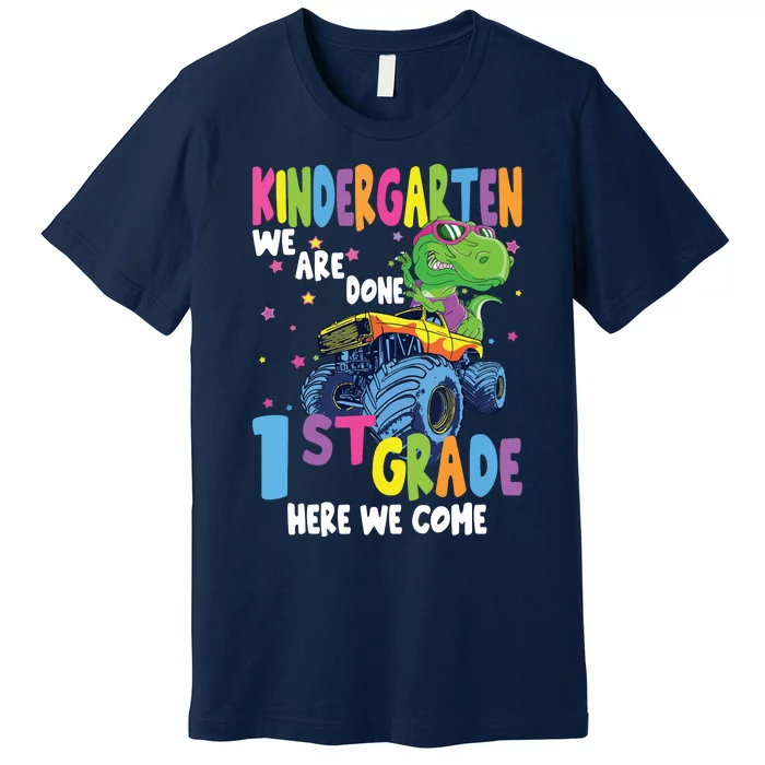 Last Day Of School Kindergarten Truck Dinosaur Graduate Gift Premium T-Shirt