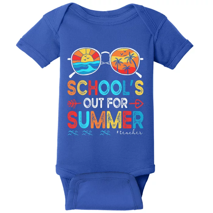 Last Day Of School Retro Schools Out For Summer Teacher Baby Bodysuit