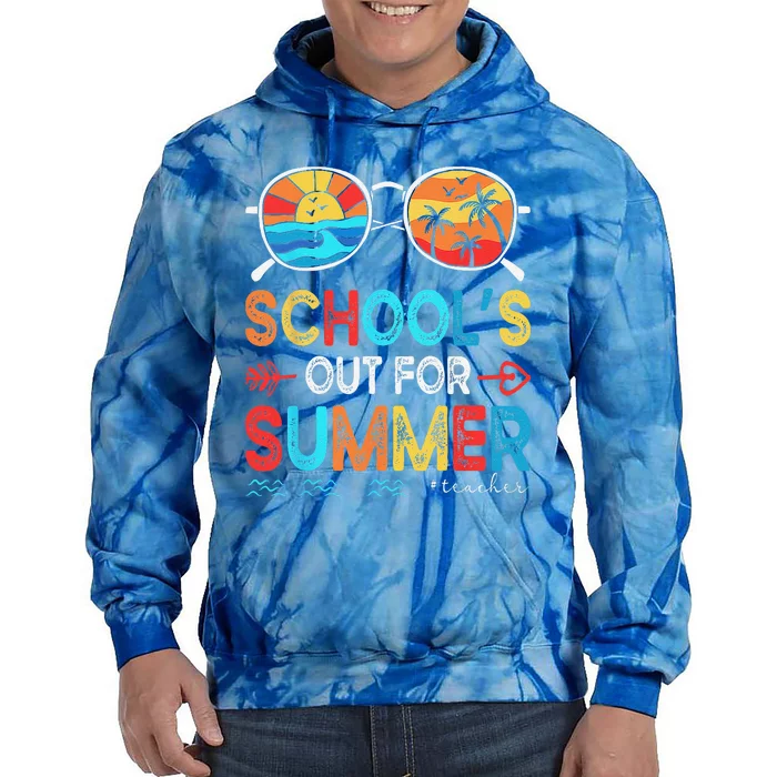 Last Day Of School Retro Schools Out For Summer Teacher Tie Dye Hoodie