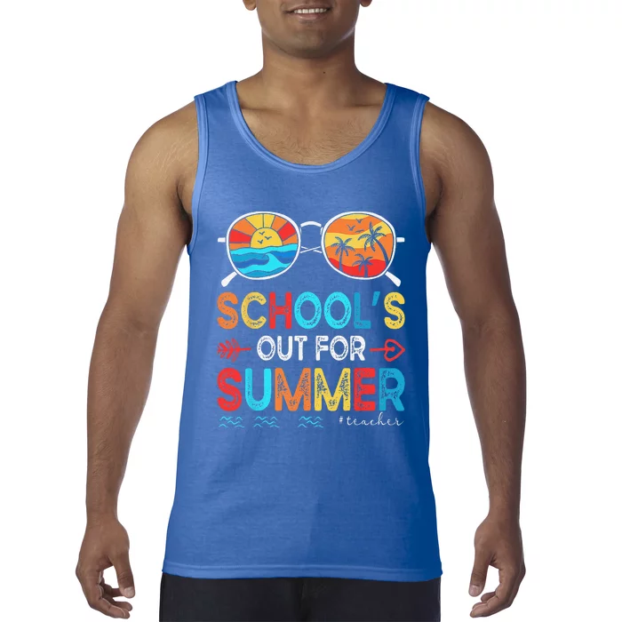 Last Day Of School Retro Schools Out For Summer Teacher Tank Top