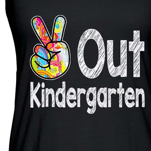 Last Day Of School Peace Out Kindergarten Teacher Ladies Essential Flowy Tank