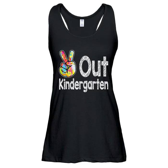 Last Day Of School Peace Out Kindergarten Teacher Ladies Essential Flowy Tank