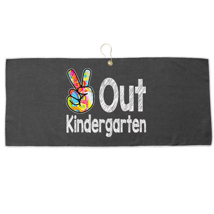 Last Day Of School Peace Out Kindergarten Teacher Large Microfiber Waffle Golf Towel