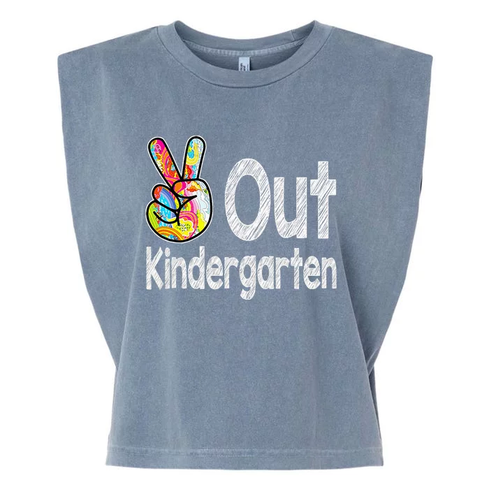 Last Day Of School Peace Out Kindergarten Teacher Garment-Dyed Women's Muscle Tee