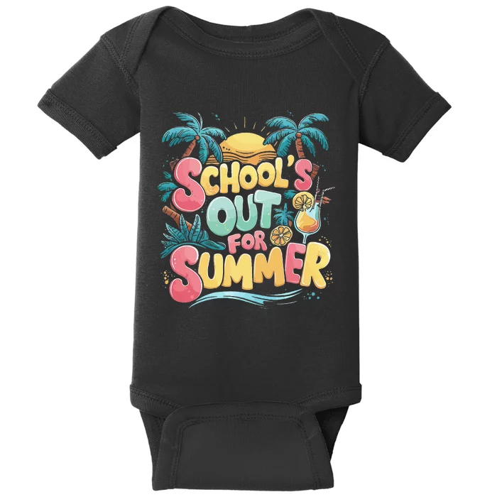 Last Day Of School Retro Schools Out For Summer Teacher Baby Bodysuit