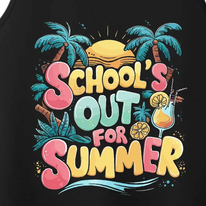 Last Day Of School Retro Schools Out For Summer Teacher Performance Tank