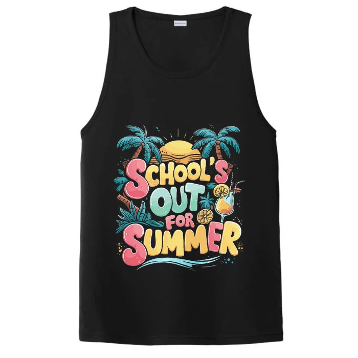 Last Day Of School Retro Schools Out For Summer Teacher Performance Tank