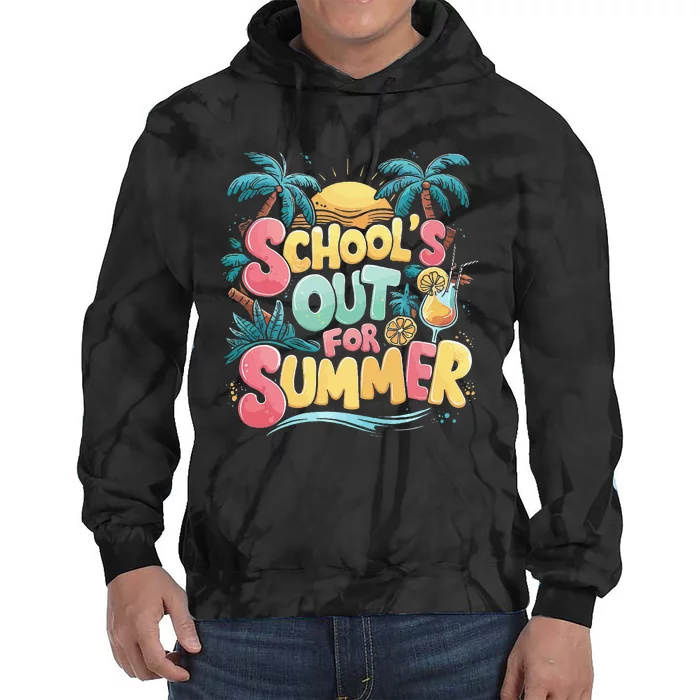 Last Day Of School Retro Schools Out For Summer Teacher Tie Dye Hoodie