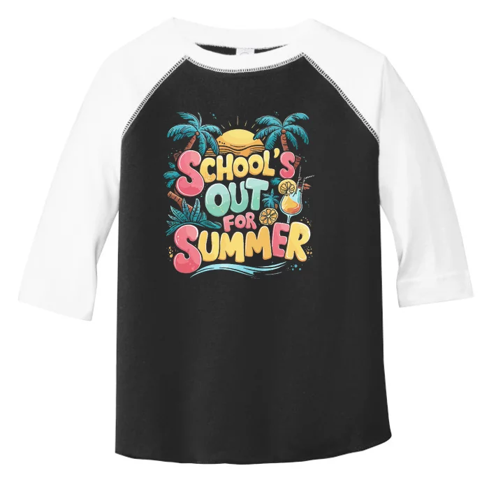 Last Day Of School Retro Schools Out For Summer Teacher Toddler Fine Jersey T-Shirt