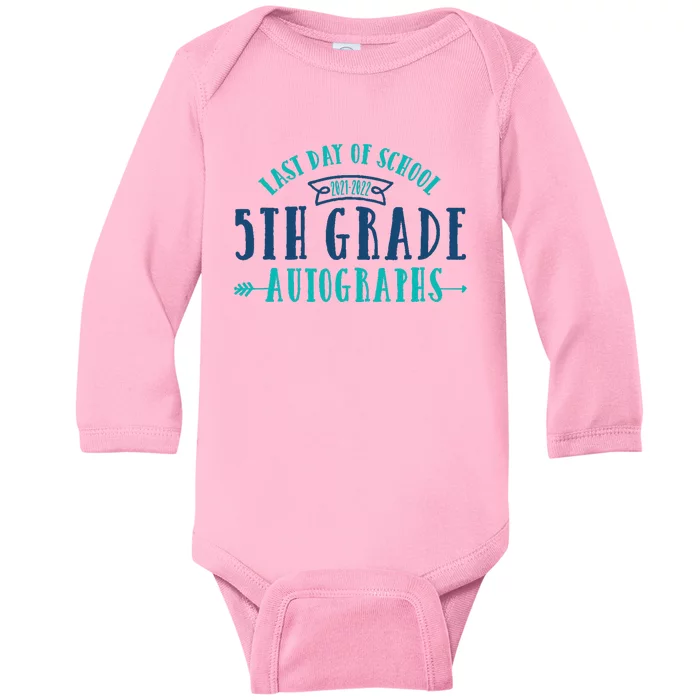 Last Day of School Autograph - 5th Grade Graduation Baby Long Sleeve Bodysuit