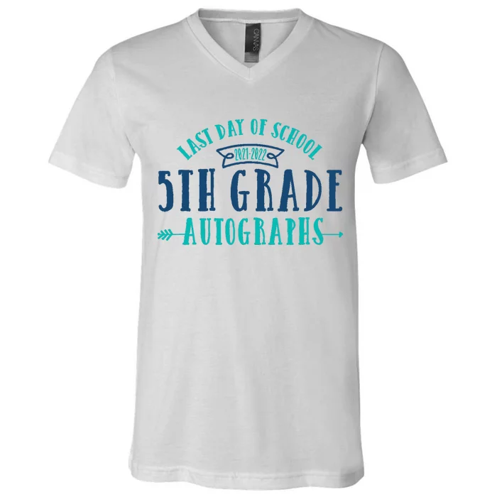 Last Day of School Autograph - 5th Grade Graduation V-Neck T-Shirt