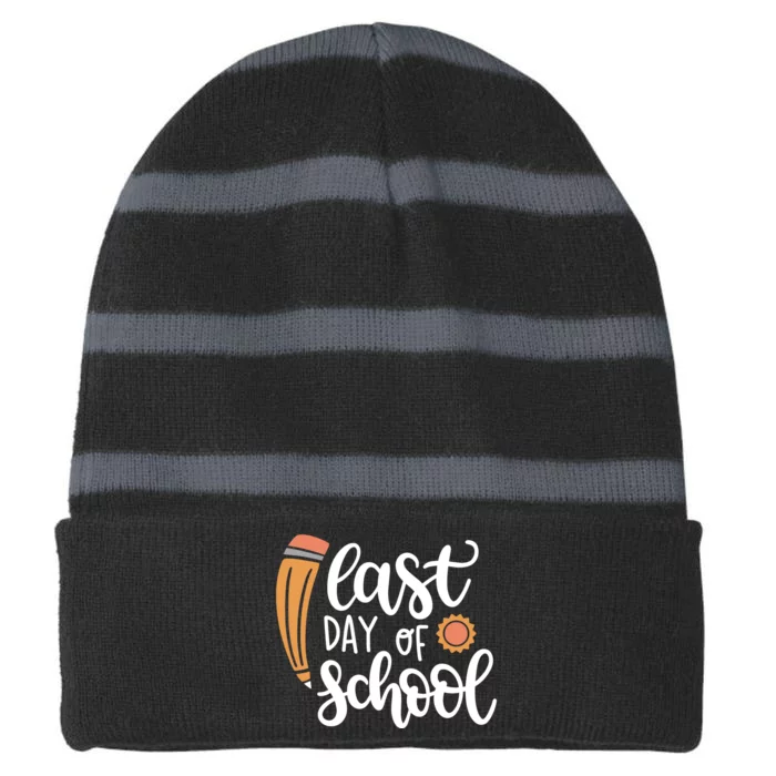 Last Day Of School Graduation Pencil Striped Beanie with Solid Band