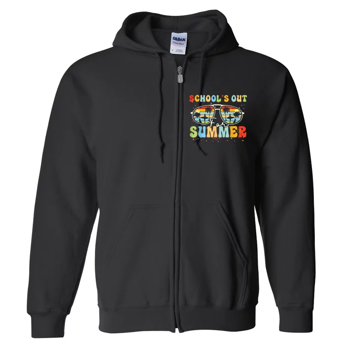 Last Day Of School Retro Schools Out For Summer Teacher Full Zip Hoodie