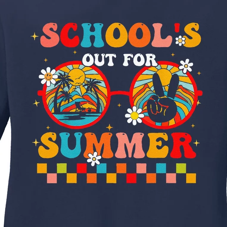 Last Day Of School Retro SchoolS Out For Summer Teacher Ladies Long Sleeve Shirt