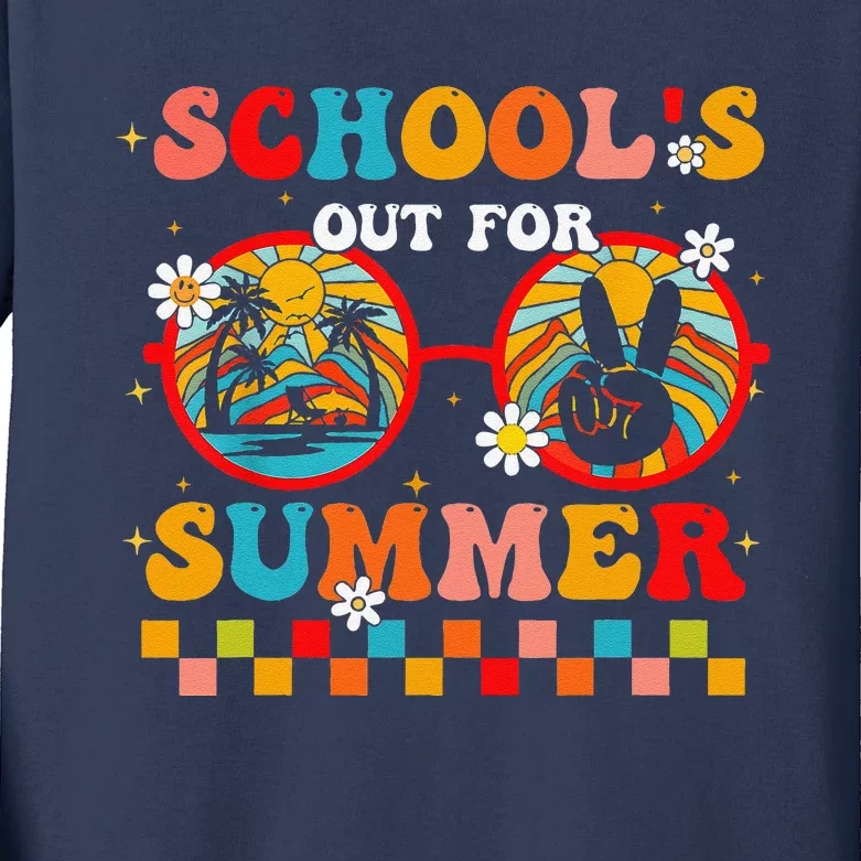 Last Day Of School Retro SchoolS Out For Summer Teacher Kids Long Sleeve Shirt