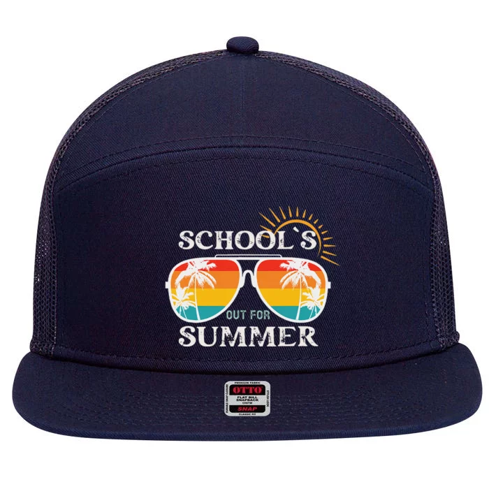 Last Day Of School Teacher Schools Out For Summer 7 Panel Mesh Trucker Snapback Hat