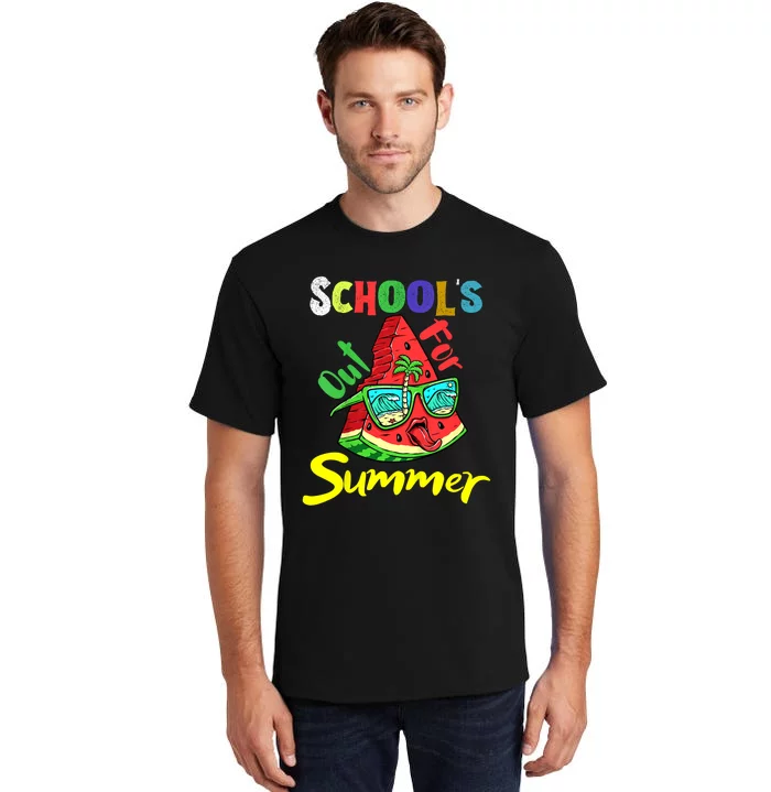 Last Day Of Schools Out For Summer Funny Watermelon Teacher Tall T-Shirt