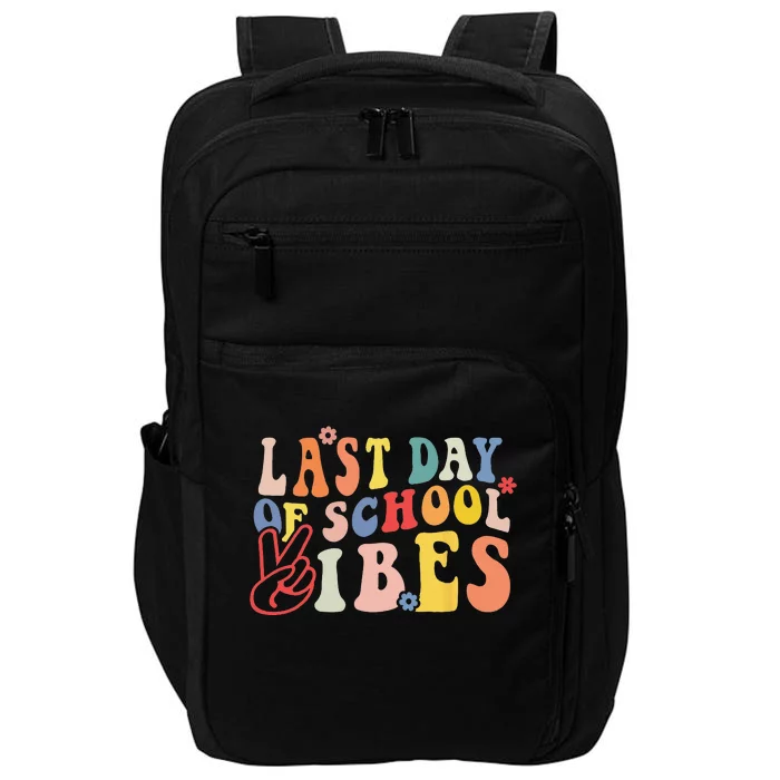 Last Day Of School Vibes Vintage Teacher Graduation Impact Tech Backpack