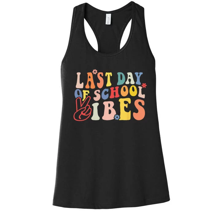 Last Day Of School Vibes Vintage Teacher Graduation Women's Racerback Tank