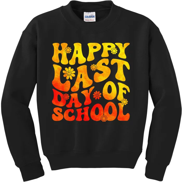 Last Day Of School Vibes Vintage Teacher Graduation Kids Sweatshirt