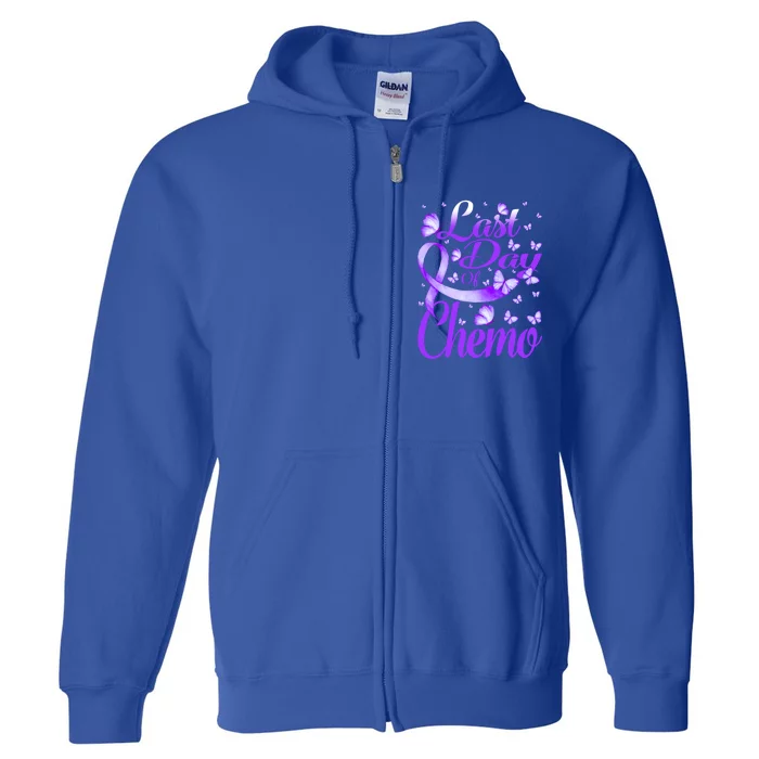 Last Day Of Chemo Fibromyalgia Awareness Butterfly Gift Full Zip Hoodie