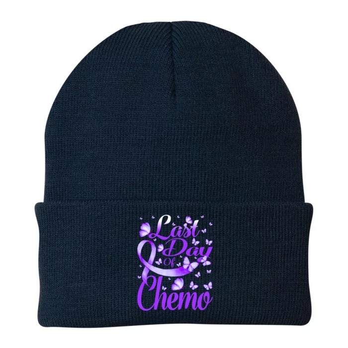 Last Day Of Chemo Fibromyalgia Awareness Butterfly Gift Knit Cap Winter Beanie