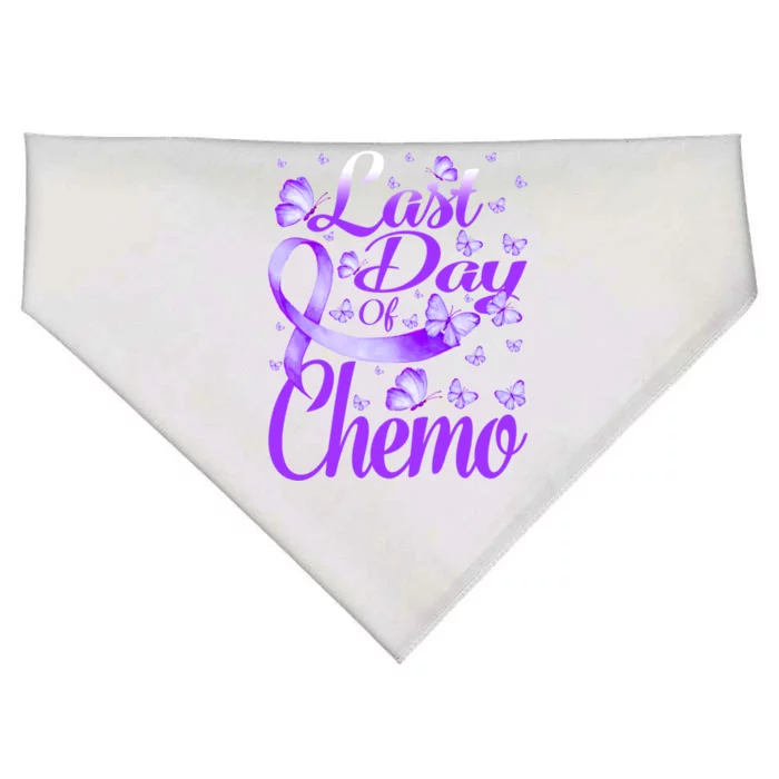 Last Day Of Chemo Fibromyalgia Awareness Butterfly Gift USA-Made Doggie Bandana